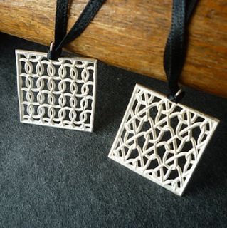 flat square silver pendant by kate holdsworth designs