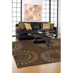 Hand tufted Brown Contemporary Circles Mayflower Wool Geometric Rug (6' Square) Round/Oval/Square