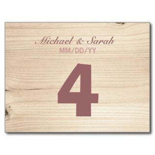Wooden Table Number Post Cards