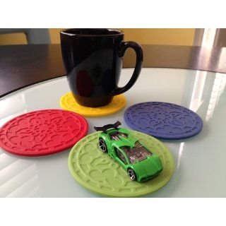 Le Creuset Silicone Set of 4 French Coasters, Caribbean Kitchen & Dining