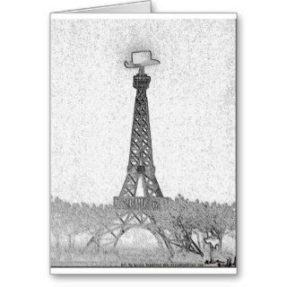 Paris, Texas Eiffel Tower Drawing Greeting Cards