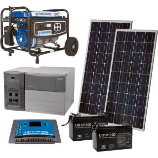 NPower™ Complete Solar Power Package with Backup Generator — 1800 Watts in Bypass Mode + 2200 Additional Generator Watts  Battery Backup Packages