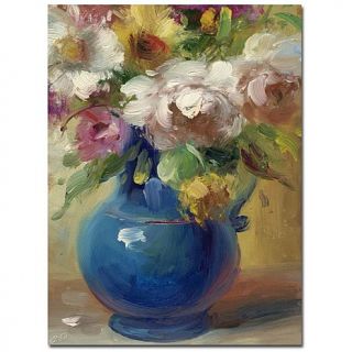 Rio 'Flowers in a Blue Vase' Canvas Art Print   35" x 47"