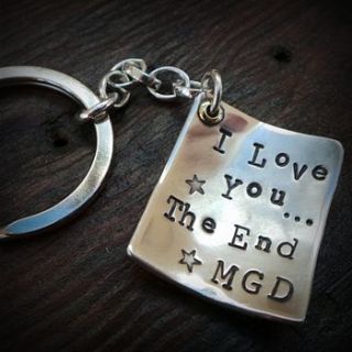 personalised silver message keyring by twisted typist