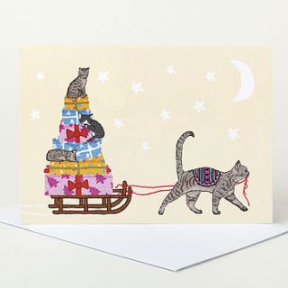 cat delivery christmas card by sophie parker