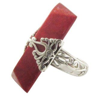 Huge Avant garde Indonesian Red Coral Sterling Ring Adj 6 9 Jewelry