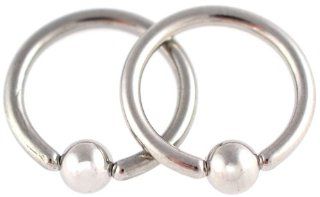 Pair of 2 Rings 16G 11MM (7/16" Inch) 316L Surgical Steel Captive Bead Hoop Barbell CBR Rings, 4MM Balls Body Piercing Rings Jewelry