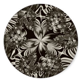 black and white geometric design round stickers