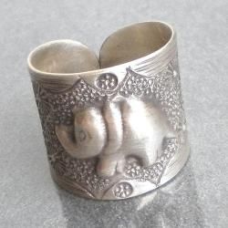 Thai Silver Karen Hill Tribal Elephant Ring (Thailand) Rings