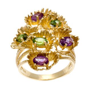14k Yellow Gold Amethyst and Peridot Estate Ring Estate and Vintage Rings