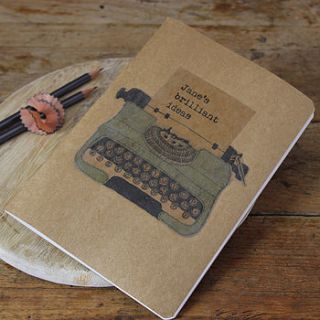 personalised typewriter notebook by snapdragon