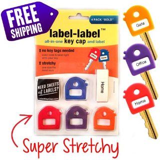 Super Stretchy   Label Label Key Caps   4 Pack Bold   Includes Blank Labels and Printed Labels   Key Covers, Name Tags, Id, Identify Tag 