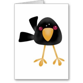 Cute Black Baby Crow Greeting Card