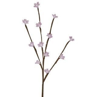 20" Battery Operated LED Lighted Artificial Flower Branch Cool White/White Wire   Artificial Flora