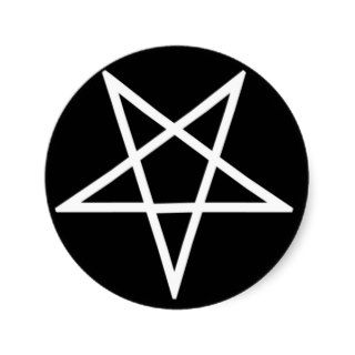 Inverted White Pentagram Round Stickers