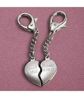 Personalized His/Hers Split Heart Keychain   Home Decor Products