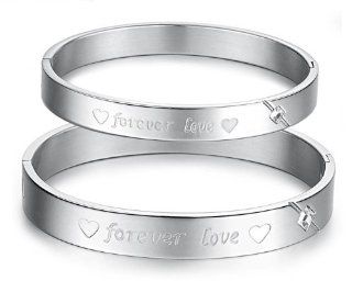 His or Hers Matching Set Couple Titanium Bangle Bracelet Loving You Magnetic Simple Korean Style Anti fatigue in a Gift Box (His) Jewelry
