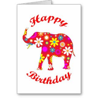 Happy Birthday Elephant funky retro greeting card