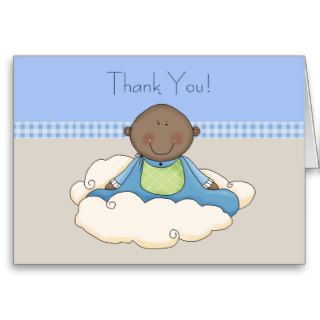 Tan Blue Angel Baby Boy Thank You Cards