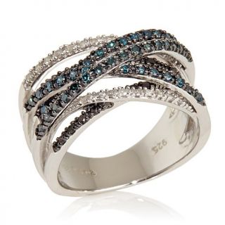 0.49ct Tri Color Pave' Diamond Overlapping Band Ring
