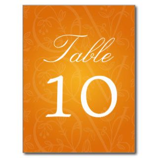 Elegant Table Number Love Flourish Orange Postcard