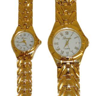 Geneva Platinum Collection His & Hers Matching Watch Set Gold Bracelet with White Face at  Men's Watch store.