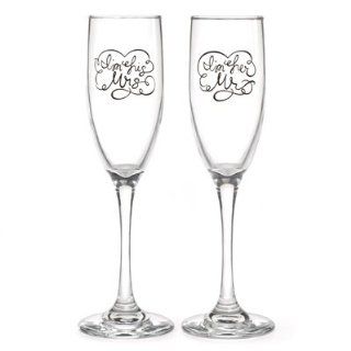 His and Hers Toasting Flutes   Personalized   Home And Garden Products