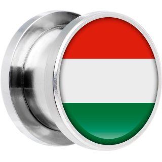 10mm Stainless Steel Hungary Flag Saddle Plug Jewelry