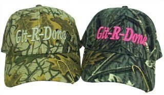 Git R Done Larry the Cable Guy "His & Hers" Camo Hat Cap Set W/ Hooks 