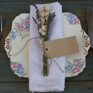 lavender/white larkspur napkin posy ten by the artisan dried flower company