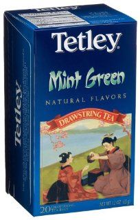 Tetley Mint Green Natural Flavors Drawstring Tea, 20 Count Tea Bags (Pack of 6)  Grocery & Gourmet Food