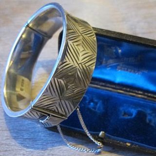 vintage etched silver bangle by ava mae designs