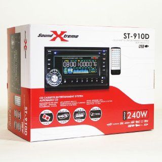 Sound Xtreme ST 910D CD SD Cassette iPod Ready  WMA Stereo In Car Receiver Entertainment System  Vehicle Cd Player Receivers 