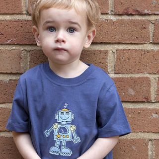 robot fabric and stitch t shirt by delly doodles
