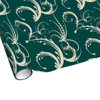 Fern & Tendril Swirls in Forest Green & Cream Gift Wrap Paper