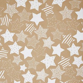 recycled white star brown wrapping paper by sophia victoria joy