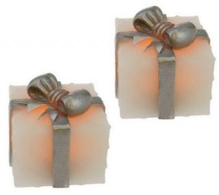 Candle Impressions S/2 Flameless Present Candles w/Bows & Timer —