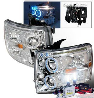 High Performance Xenon HID Chevy Silverado Halo Projectors Headlights with Premium Ballast (Chrome Housing w/ Clear Lens & 6000K HID Lighting Output) Automotive