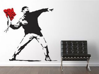 banksy flower thrower wall stickers by the binary box