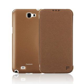 Wood Brown   Feelook Flip Flip Flip Cover for Samsung Galaxy Note 2   Ultra Slim Fit Leather Flip Cover   Retail Packaging   Verizon, AT&T, Sprint, T Mobile, International, and Unlocked   Note II N7100 Model Cell Phones & Accessories