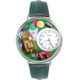 Whimsical Women's Casino Theme Hunter Green Leather Watch Whimsical Women's Whimsical Watches