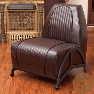 Christopher Knight Home Baldwin Brown Leather Slipper Chair Christopher Knight Home Chairs