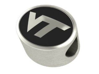 Virginia Tech Hokies Bead Fits Most Pandora Style Bracelets Including Pandora, Chamilia, Biagi, Zable, Troll and More. High Quality Bead in Stock for Immediate Shipping Jewelry