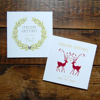 deco personalised christmas card pack by ditsy chic