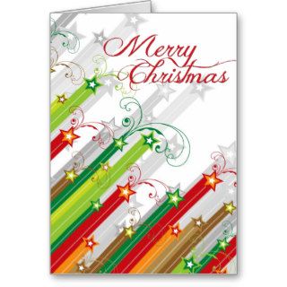 Festive Stripes Shooting Stars Holiday Greetings Cards