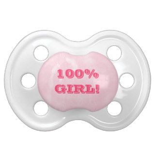 100 Percent Girl All Female Pink For Baby Girl Pacifiers