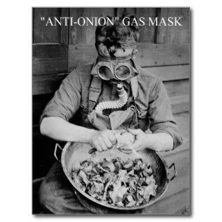 Anti onion gas mask post cards