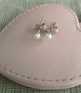 girl's pearl and sterling silver earrings by hurleyburley junior