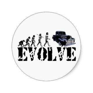 Hot Rod Pickup Drivers Evolution Round Stickers
