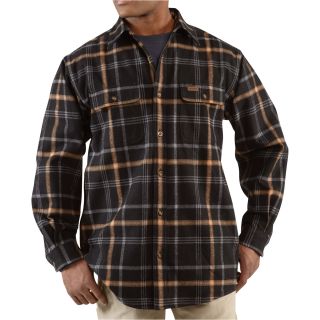 Carhartt Youngstown Flannel Shirt Jacket — Black, Large, Model# 100081  Long Sleeve Button Down Shirts